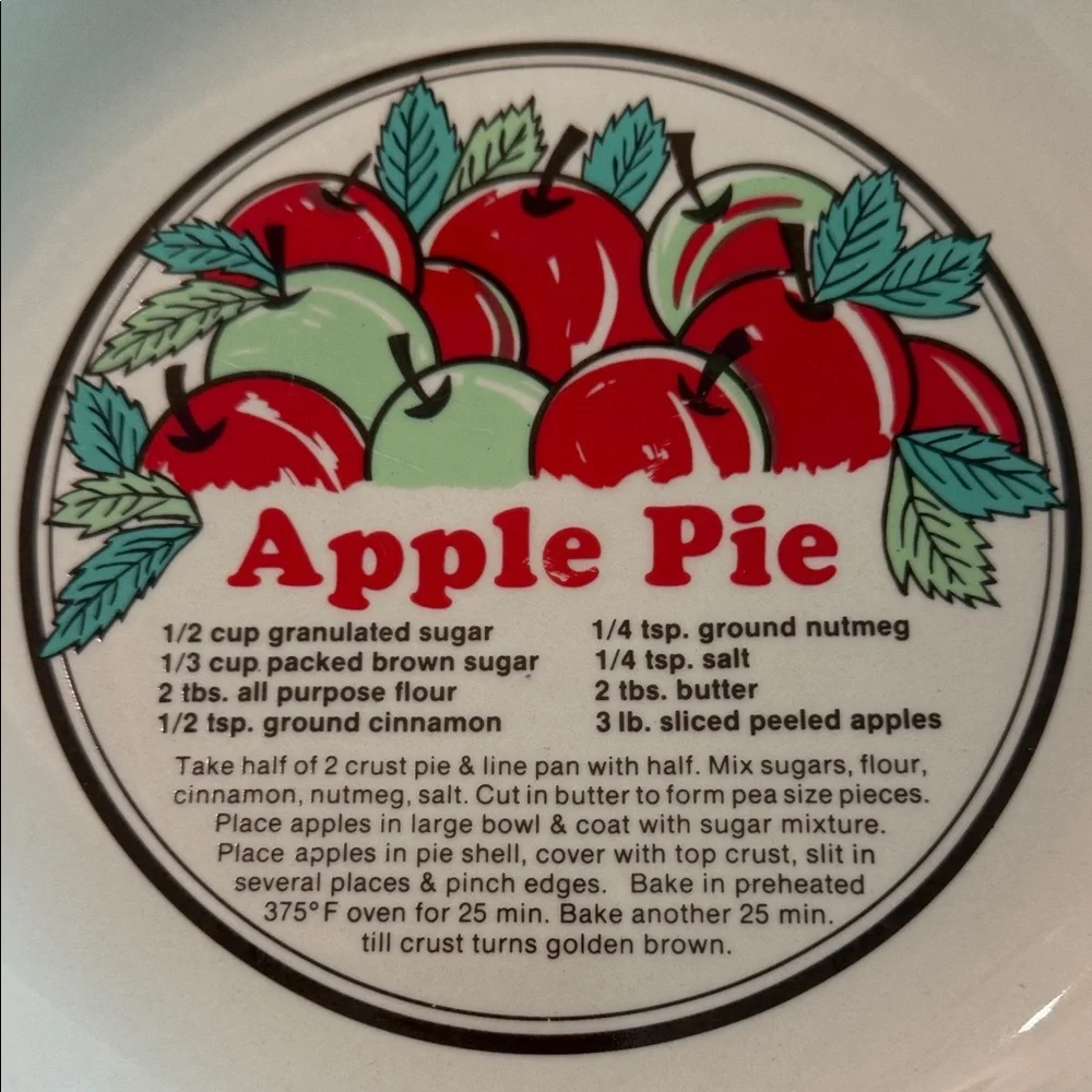 Charming White Ceramic Pie Dish with Apple Design